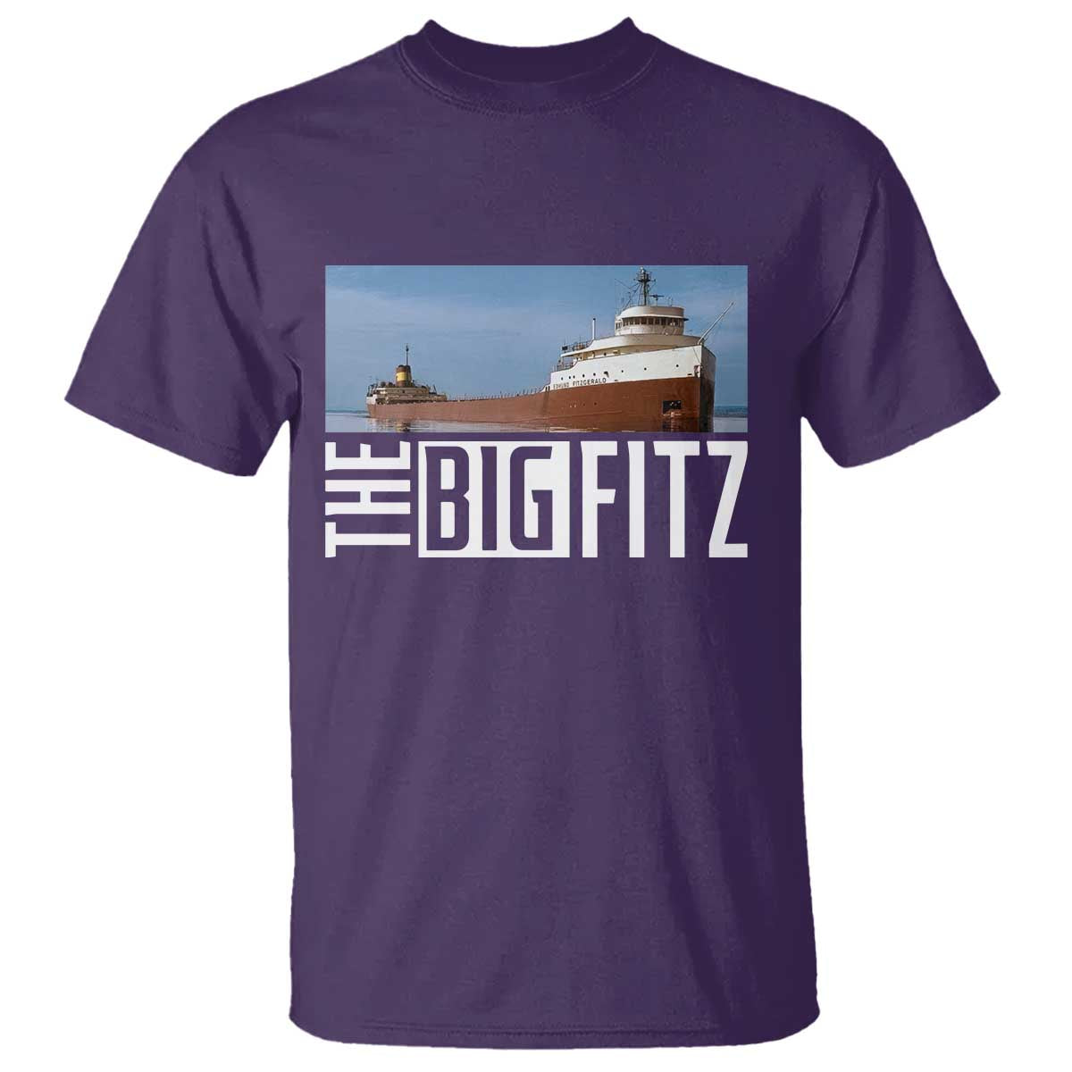 The Big Fitz Tribute T Shirt SS Edmund Fitzgerald Freighter Design for Great Lakes History - Wonder Print Shop