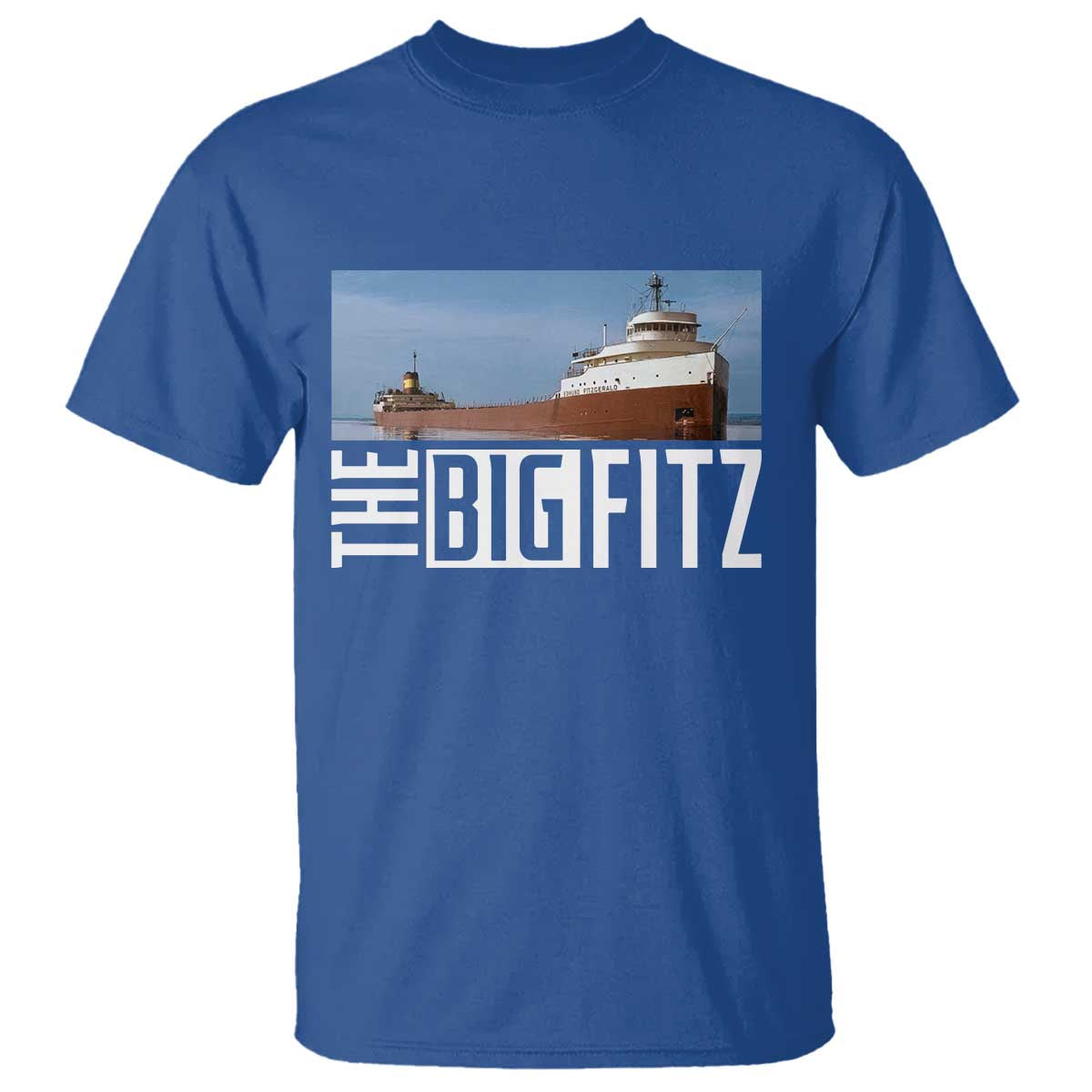 The Big Fitz Tribute T Shirt SS Edmund Fitzgerald Freighter Design for Great Lakes History - Wonder Print Shop