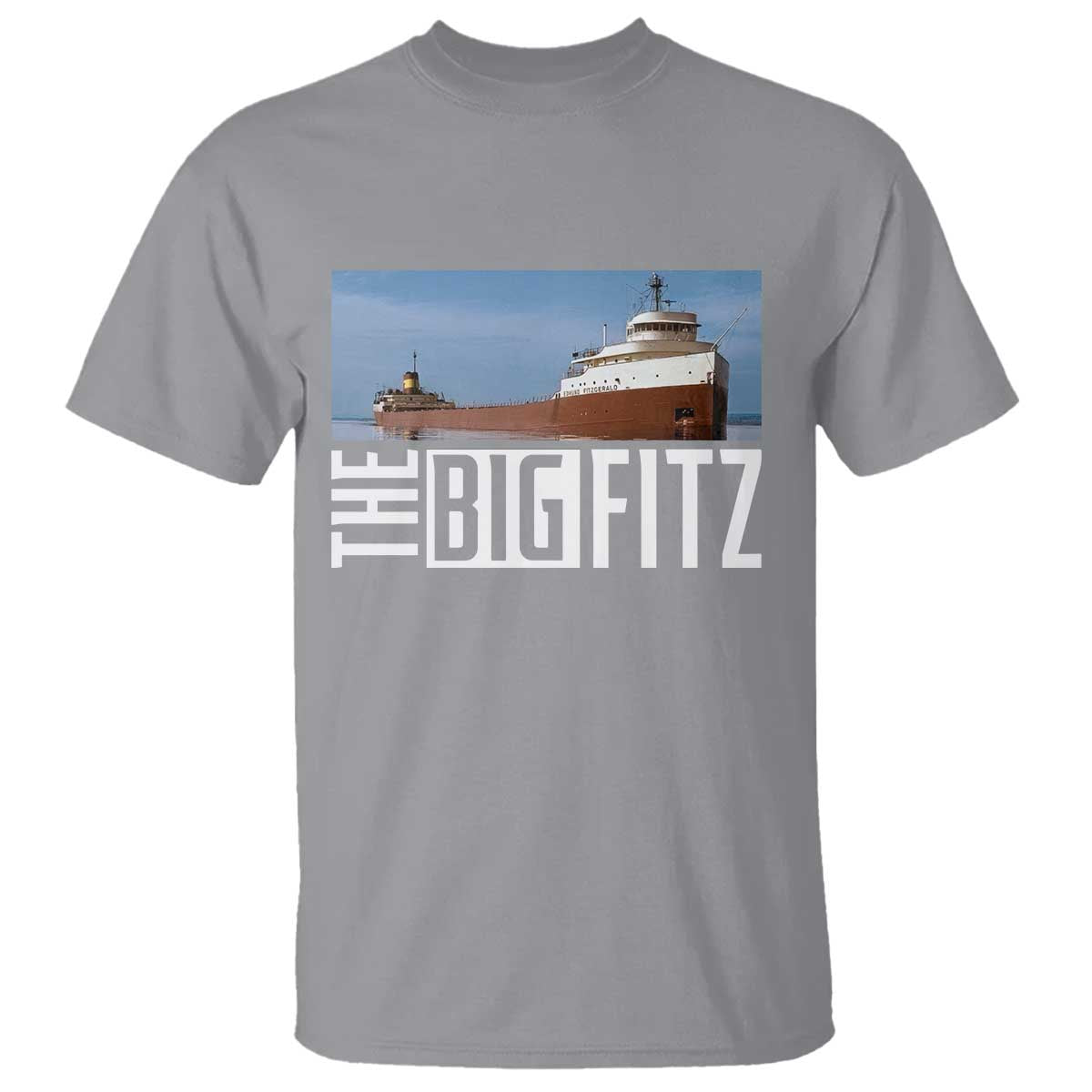 The Big Fitz Tribute T Shirt SS Edmund Fitzgerald Freighter Design for Great Lakes History - Wonder Print Shop