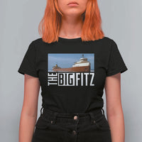 The Big Fitz Tribute T Shirt For Women SS Edmund Fitzgerald Freighter Design for Great Lakes History - Wonder Print Shop