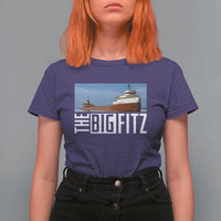 The Big Fitz Tribute T Shirt For Women SS Edmund Fitzgerald Freighter Design for Great Lakes History - Wonder Print Shop