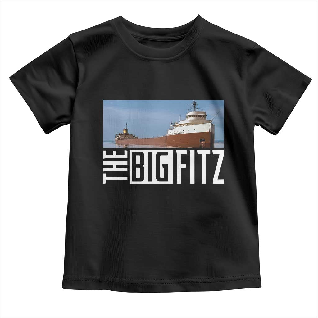 The Big Fitz Tribute Toddler T Shirt SS Edmund Fitzgerald Freighter Design for Great Lakes History - Wonder Print Shop