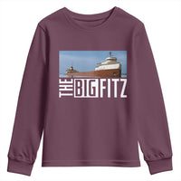 The Big Fitz Tribute Youth Sweatshirt SS Edmund Fitzgerald Freighter Design for Great Lakes History - Wonder Print Shop