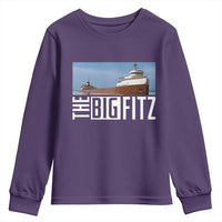 The Big Fitz Tribute Youth Sweatshirt SS Edmund Fitzgerald Freighter Design for Great Lakes History - Wonder Print Shop