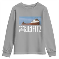 The Big Fitz Tribute Youth Sweatshirt SS Edmund Fitzgerald Freighter Design for Great Lakes History - Wonder Print Shop
