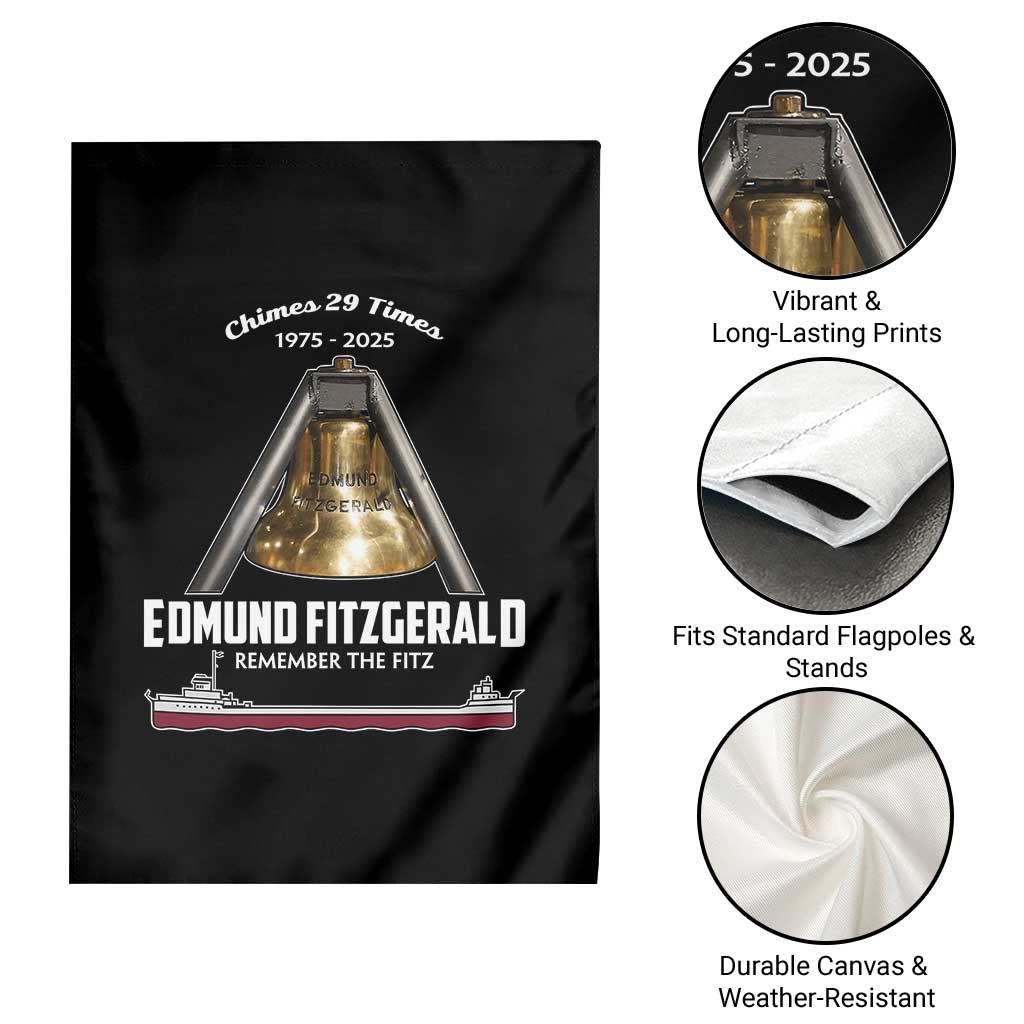 Edmund Fitzgerald 50th Anniversary Tribute Garden Flag Chimes 29 Times 1975 2025 Memorial - Wonder Print Shop