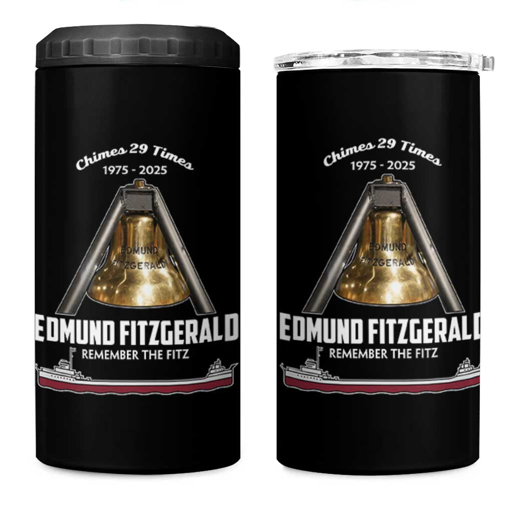 Edmund Fitzgerald 50th Anniversary Tribute 4 in 1 Can Cooler Tumbler Chimes 29 Times 1975 2025 Memorial - Wonder Print Shop