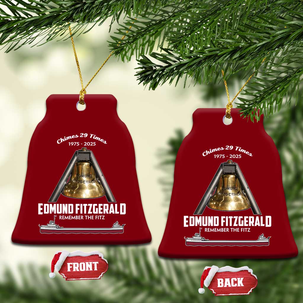 Edmund Fitzgerald 50th Anniversary Tribute Ceramic Ornament Chimes 29 Times 1975 2025 Memorial - Wonder Print Shop