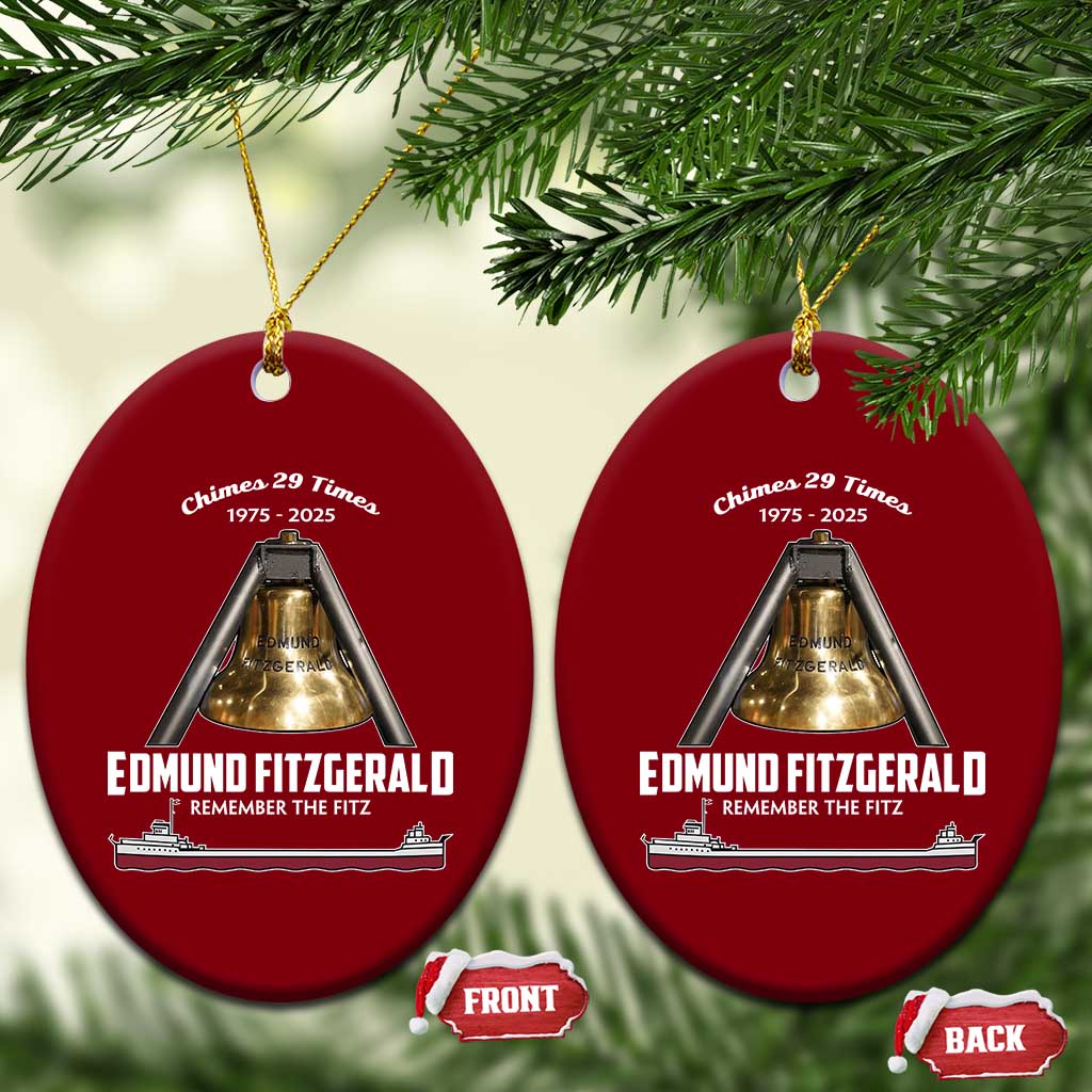 Edmund Fitzgerald 50th Anniversary Tribute Ceramic Ornament Chimes 29 Times 1975 2025 Memorial - Wonder Print Shop
