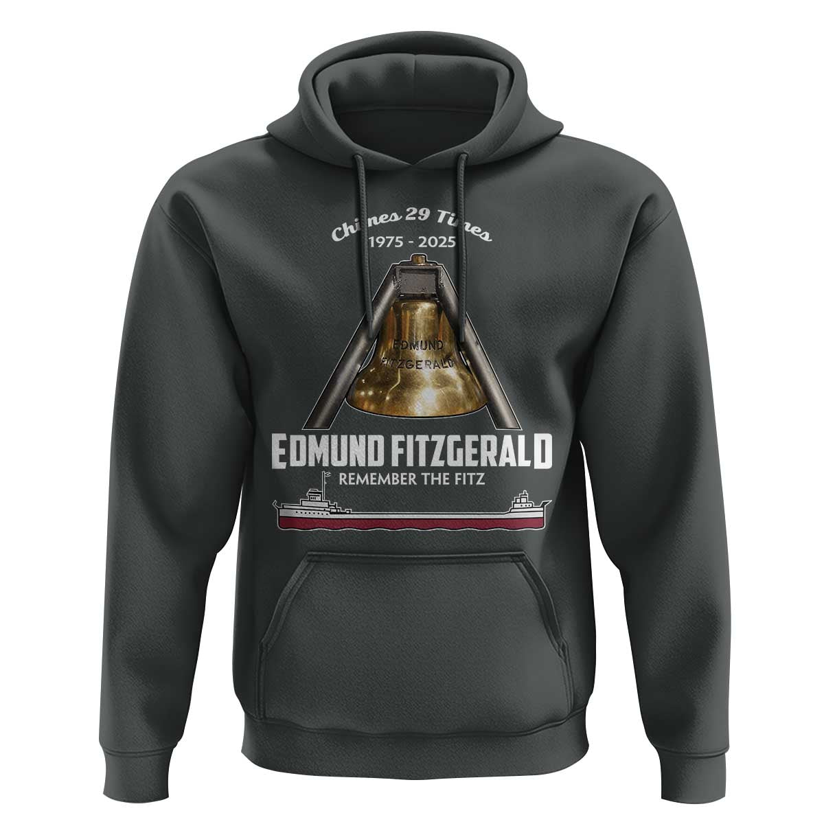 Edmund Fitzgerald 50th Anniversary Tribute Hoodie Chimes 29 Times 1975 2025 Memorial - Wonder Print Shop