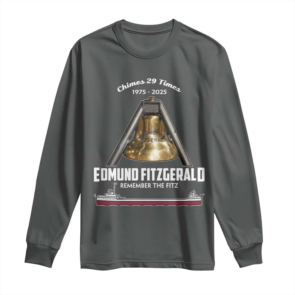 Edmund Fitzgerald 50th Anniversary Tribute Long Sleeve Shirt Chimes 29 Times 1975 2025 Memorial - Wonder Print Shop