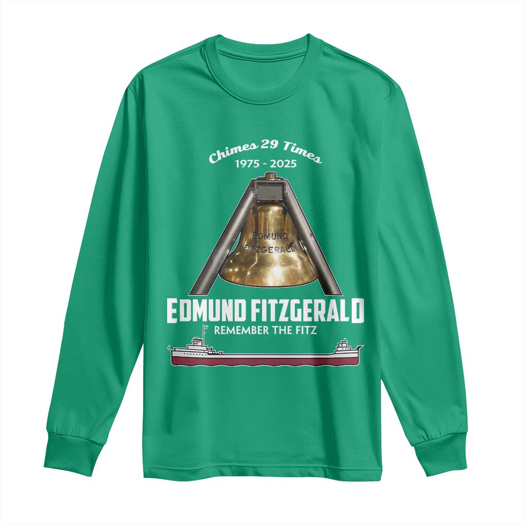 Edmund Fitzgerald 50th Anniversary Tribute Long Sleeve Shirt Chimes 29 Times 1975 2025 Memorial - Wonder Print Shop
