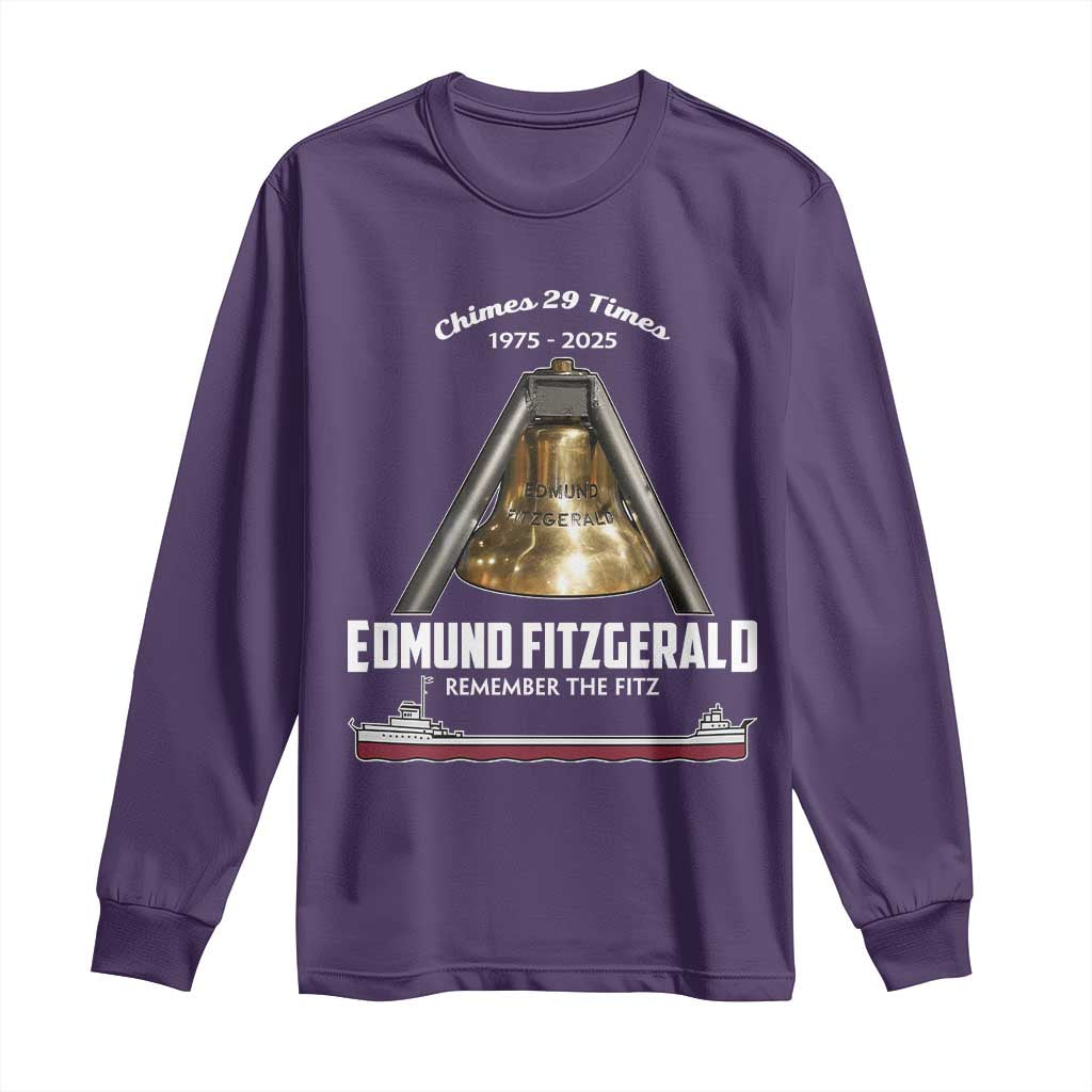 Edmund Fitzgerald 50th Anniversary Tribute Long Sleeve Shirt Chimes 29 Times 1975 2025 Memorial - Wonder Print Shop