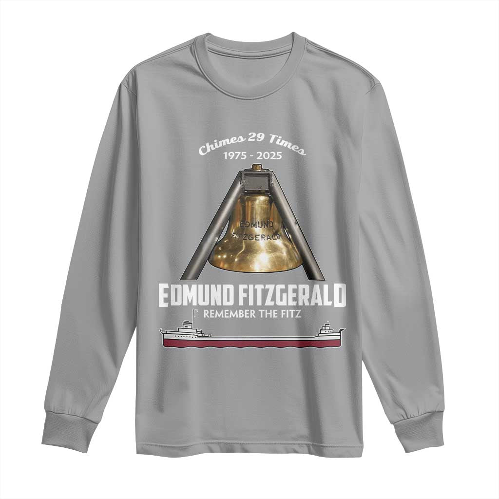 Edmund Fitzgerald 50th Anniversary Tribute Long Sleeve Shirt Chimes 29 Times 1975 2025 Memorial - Wonder Print Shop