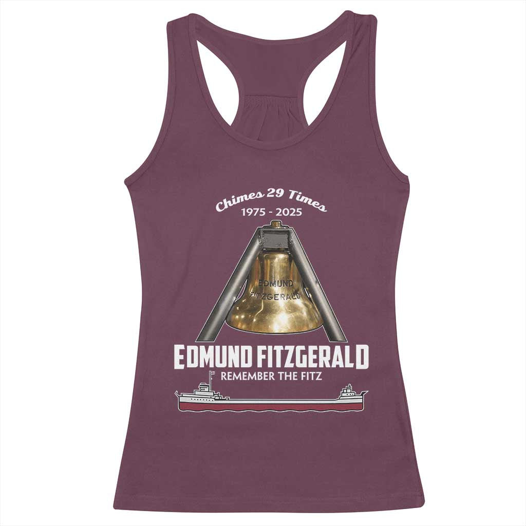 Edmund Fitzgerald 50th Anniversary Tribute Racerback Tank Top Chimes 29 Times 1975 2025 Memorial - Wonder Print Shop