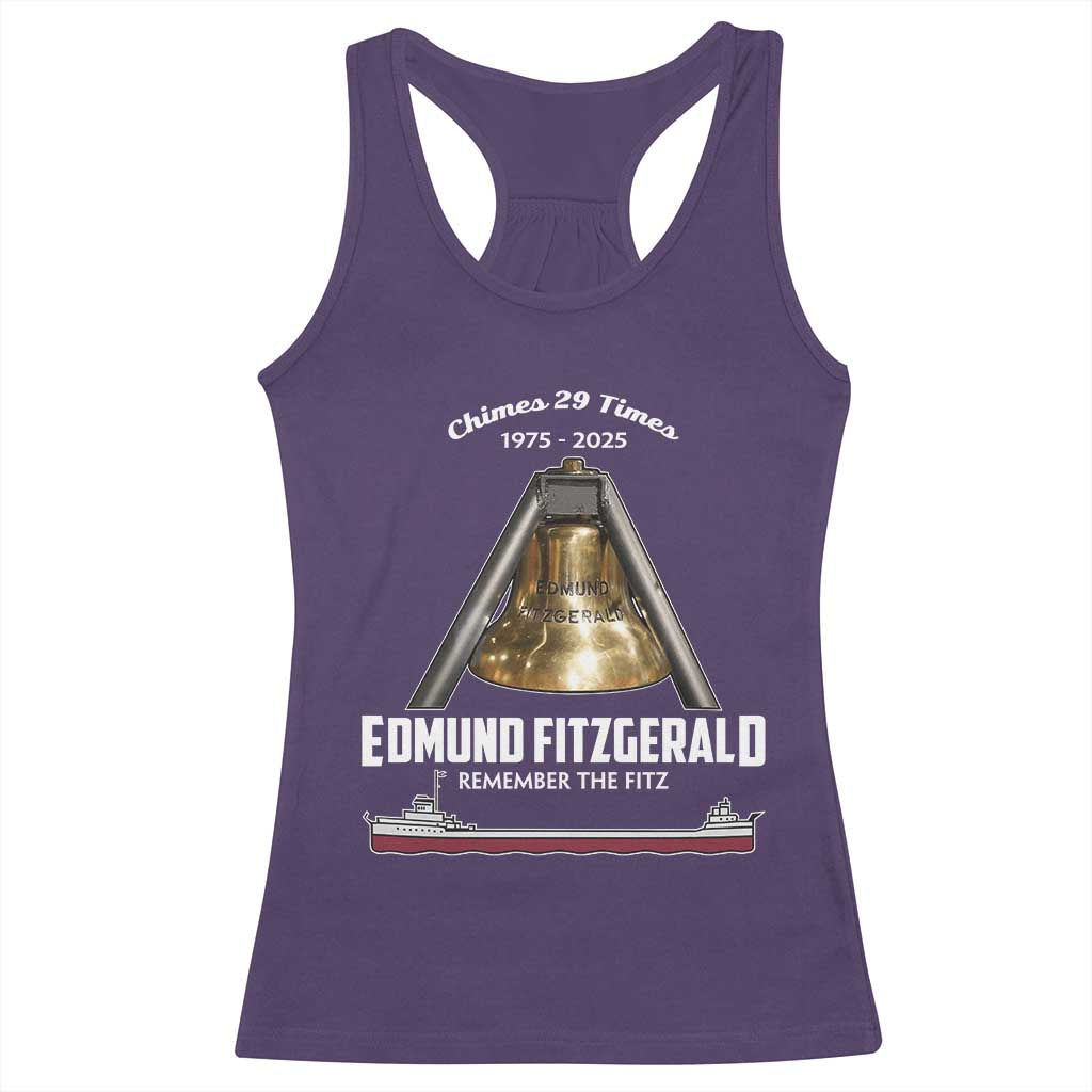 Edmund Fitzgerald 50th Anniversary Tribute Racerback Tank Top Chimes 29 Times 1975 2025 Memorial - Wonder Print Shop