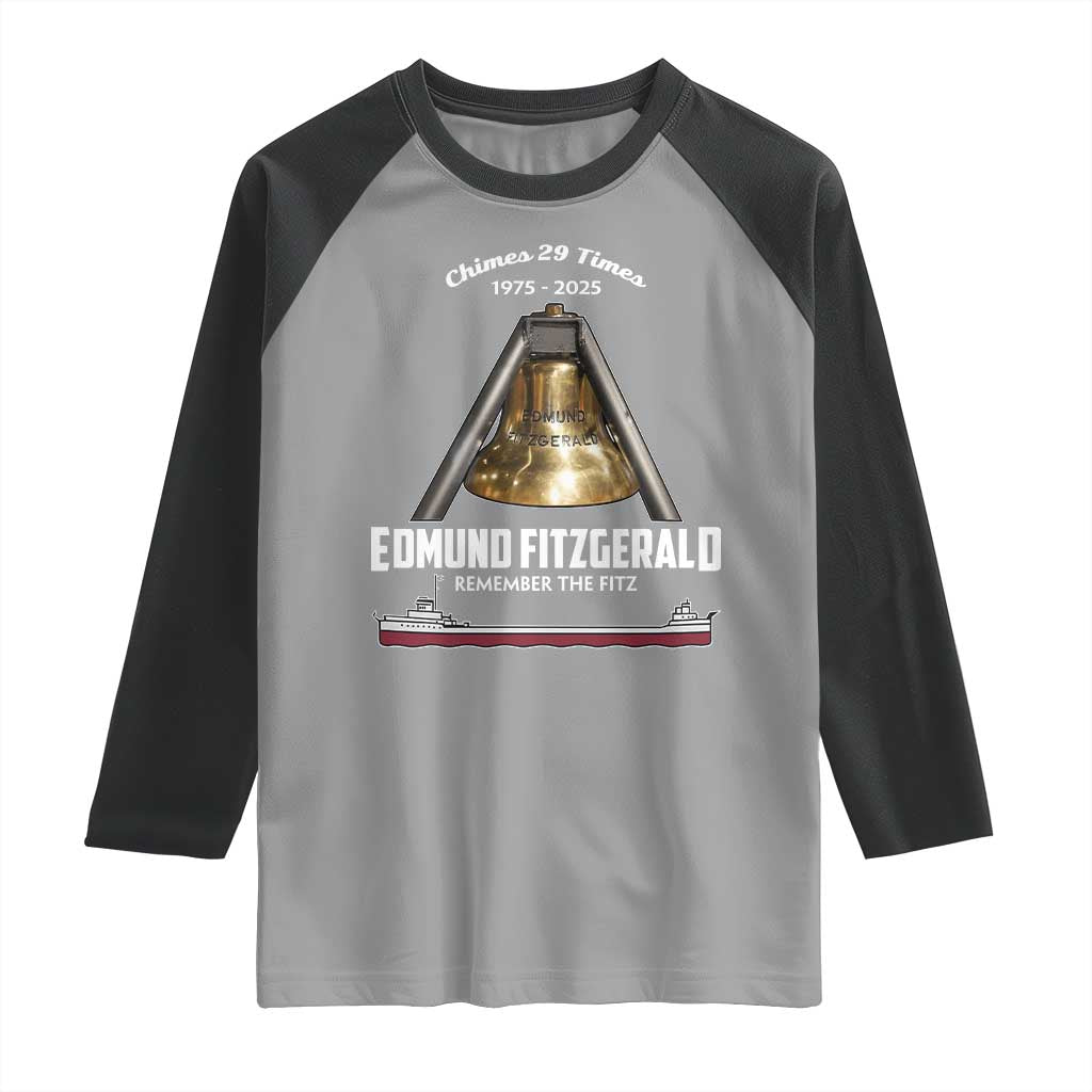 Edmund Fitzgerald 50th Anniversary Tribute Raglan Shirt Chimes 29 Times 1975 2025 Memorial - Wonder Print Shop