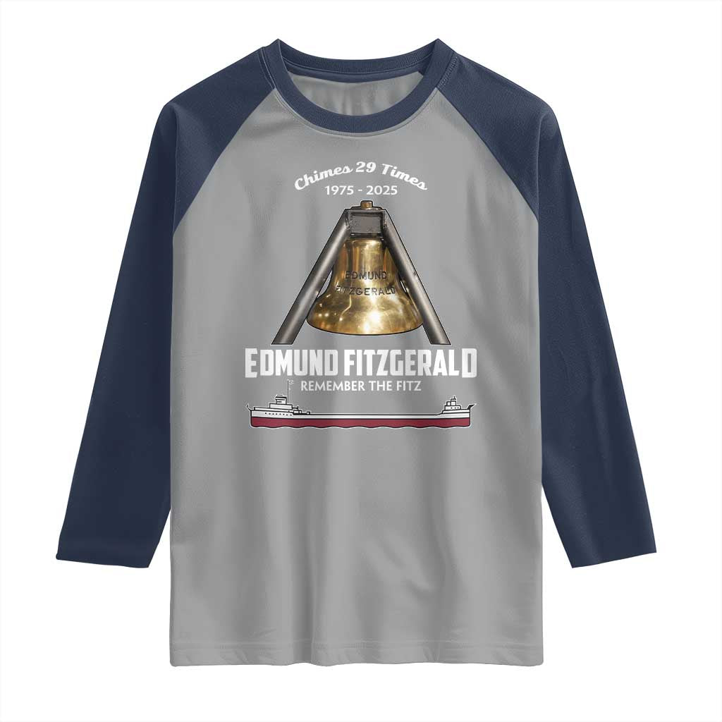 Edmund Fitzgerald 50th Anniversary Tribute Raglan Shirt Chimes 29 Times 1975 2025 Memorial - Wonder Print Shop