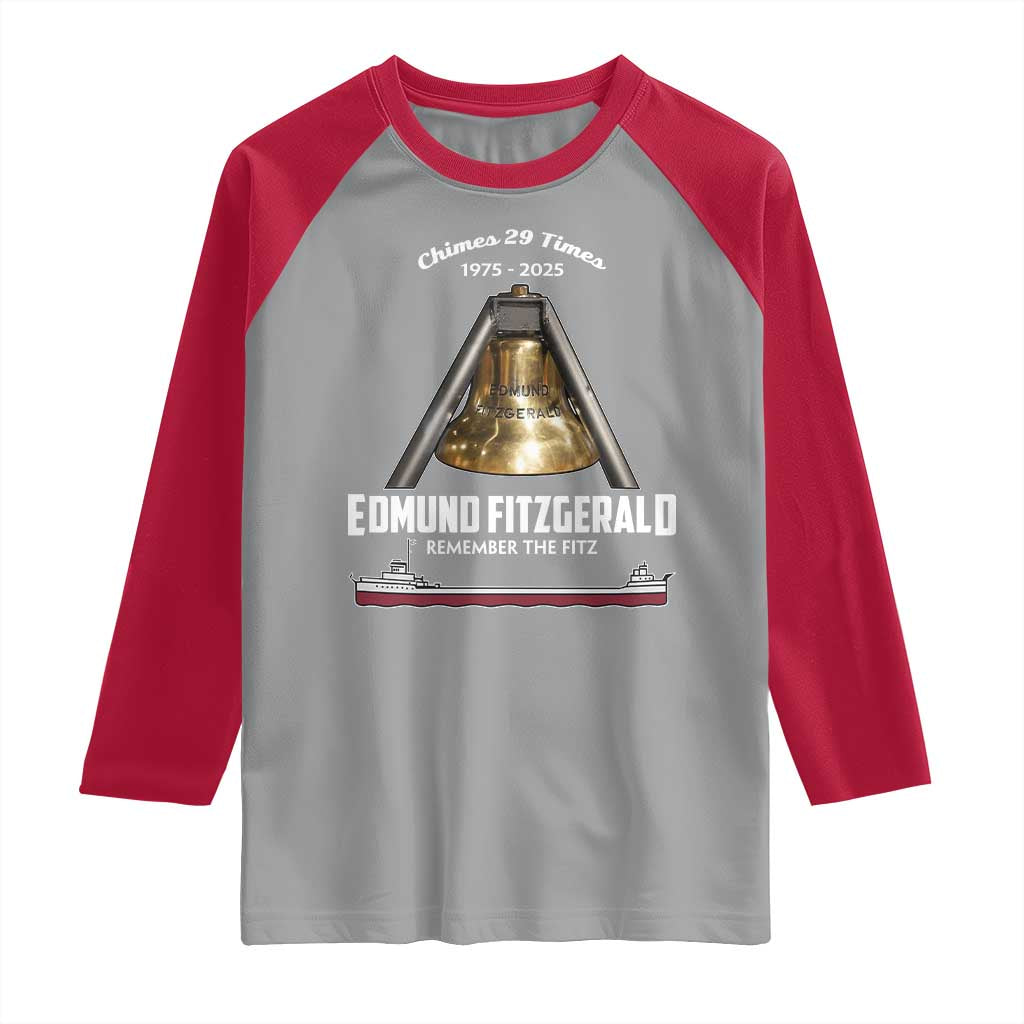 Edmund Fitzgerald 50th Anniversary Tribute Raglan Shirt Chimes 29 Times 1975 2025 Memorial - Wonder Print Shop