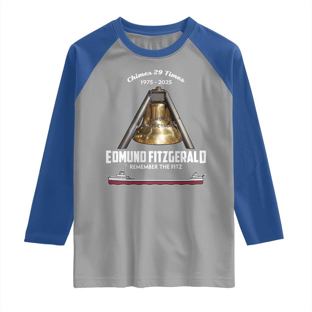 Edmund Fitzgerald 50th Anniversary Tribute Raglan Shirt Chimes 29 Times 1975 2025 Memorial - Wonder Print Shop