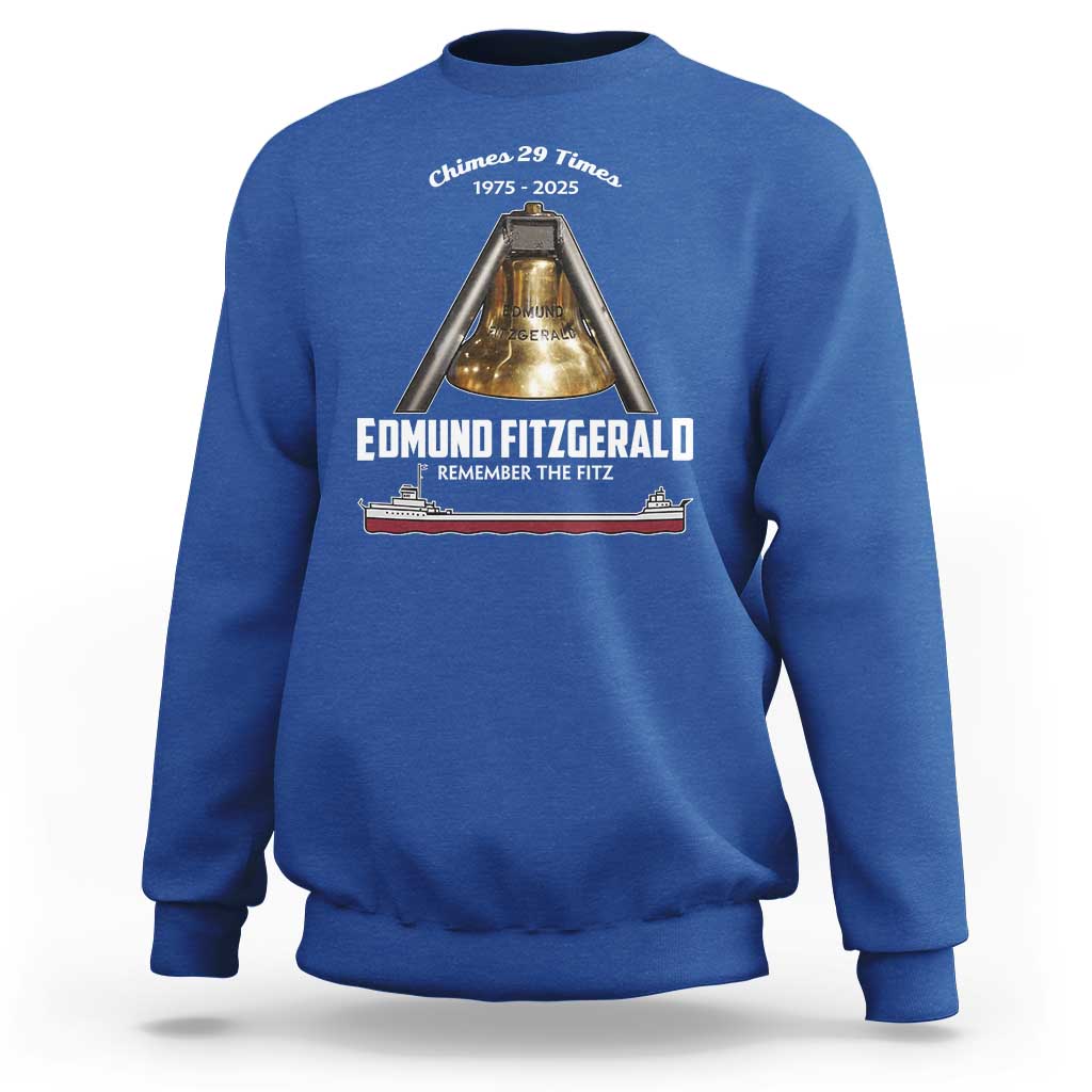 Edmund Fitzgerald 50th Anniversary Tribute Sweatshirt Chimes 29 Times 1975 2025 Memorial - Wonder Print Shop
