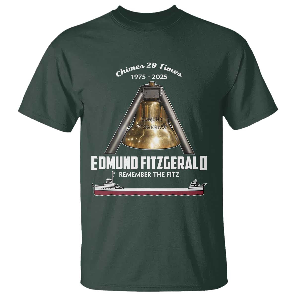 Edmund Fitzgerald 50th Anniversary Tribute T Shirt Chimes 29 Times 1975 2025 Memorial - Wonder Print Shop