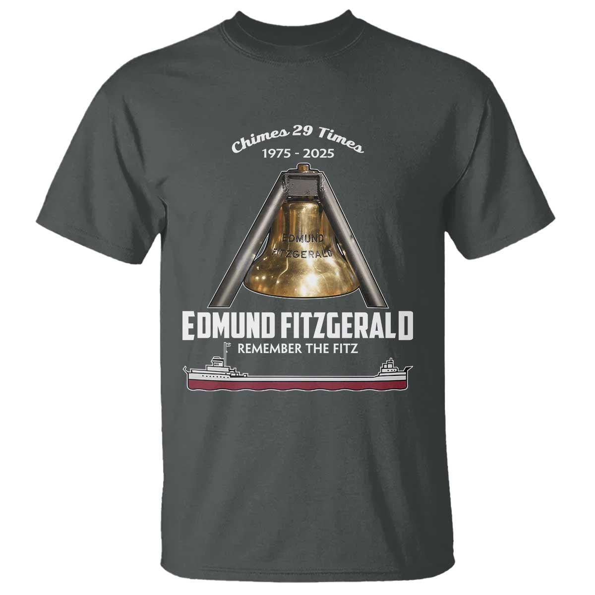Edmund Fitzgerald 50th Anniversary Tribute T Shirt Chimes 29 Times 1975 2025 Memorial - Wonder Print Shop