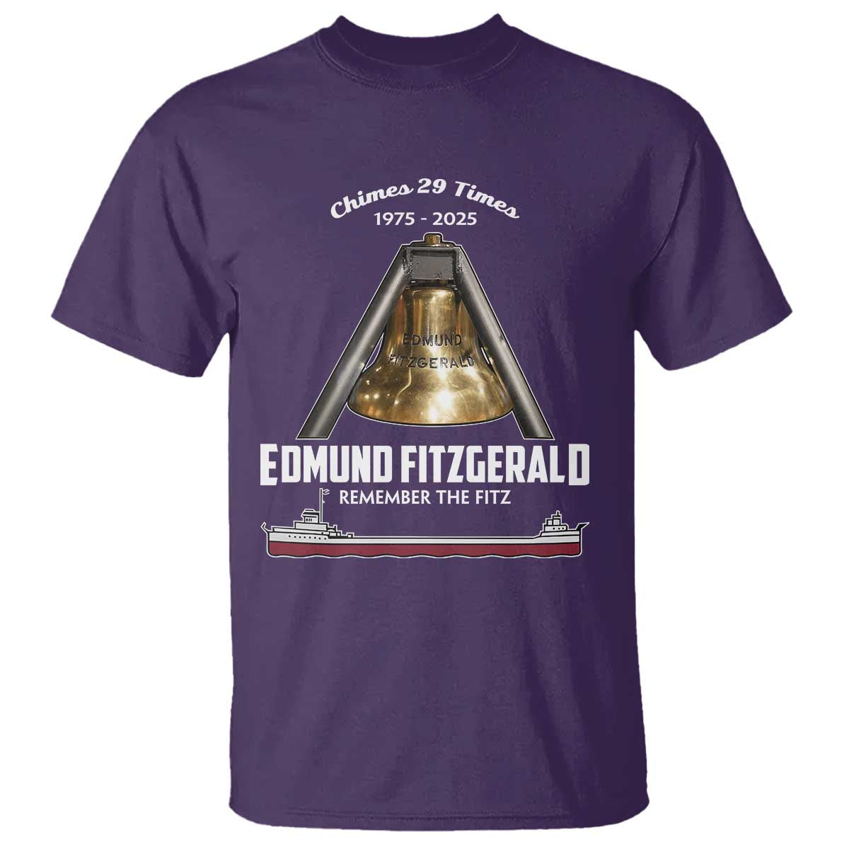 Edmund Fitzgerald 50th Anniversary Tribute T Shirt Chimes 29 Times 1975 2025 Memorial - Wonder Print Shop
