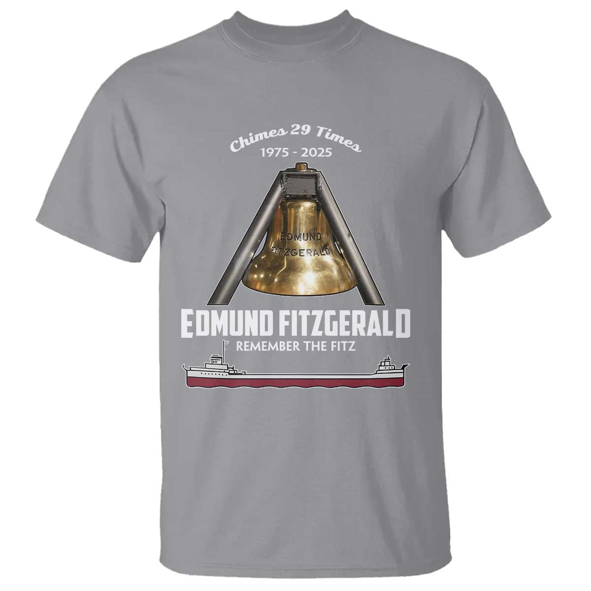 Edmund Fitzgerald 50th Anniversary Tribute T Shirt Chimes 29 Times 1975 2025 Memorial - Wonder Print Shop