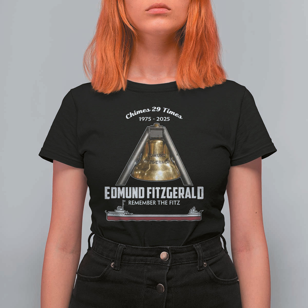 Edmund Fitzgerald 50th Anniversary Tribute T Shirt For Women Chimes 29 Times 1975 2025 Memorial - Wonder Print Shop