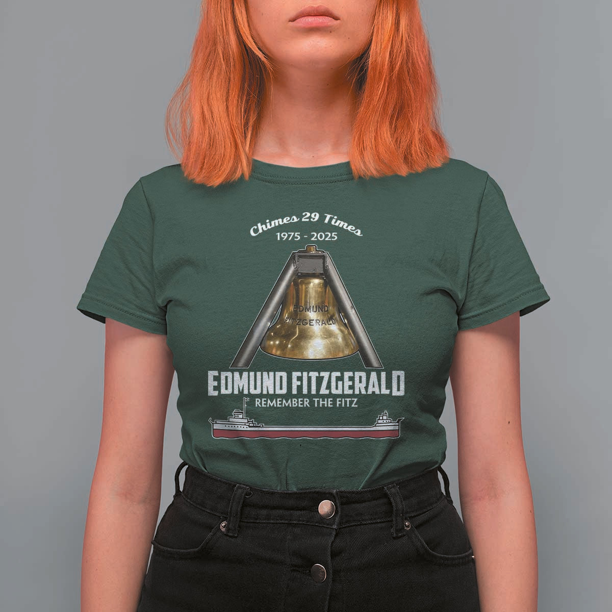 Edmund Fitzgerald 50th Anniversary Tribute T Shirt For Women Chimes 29 Times 1975 2025 Memorial - Wonder Print Shop