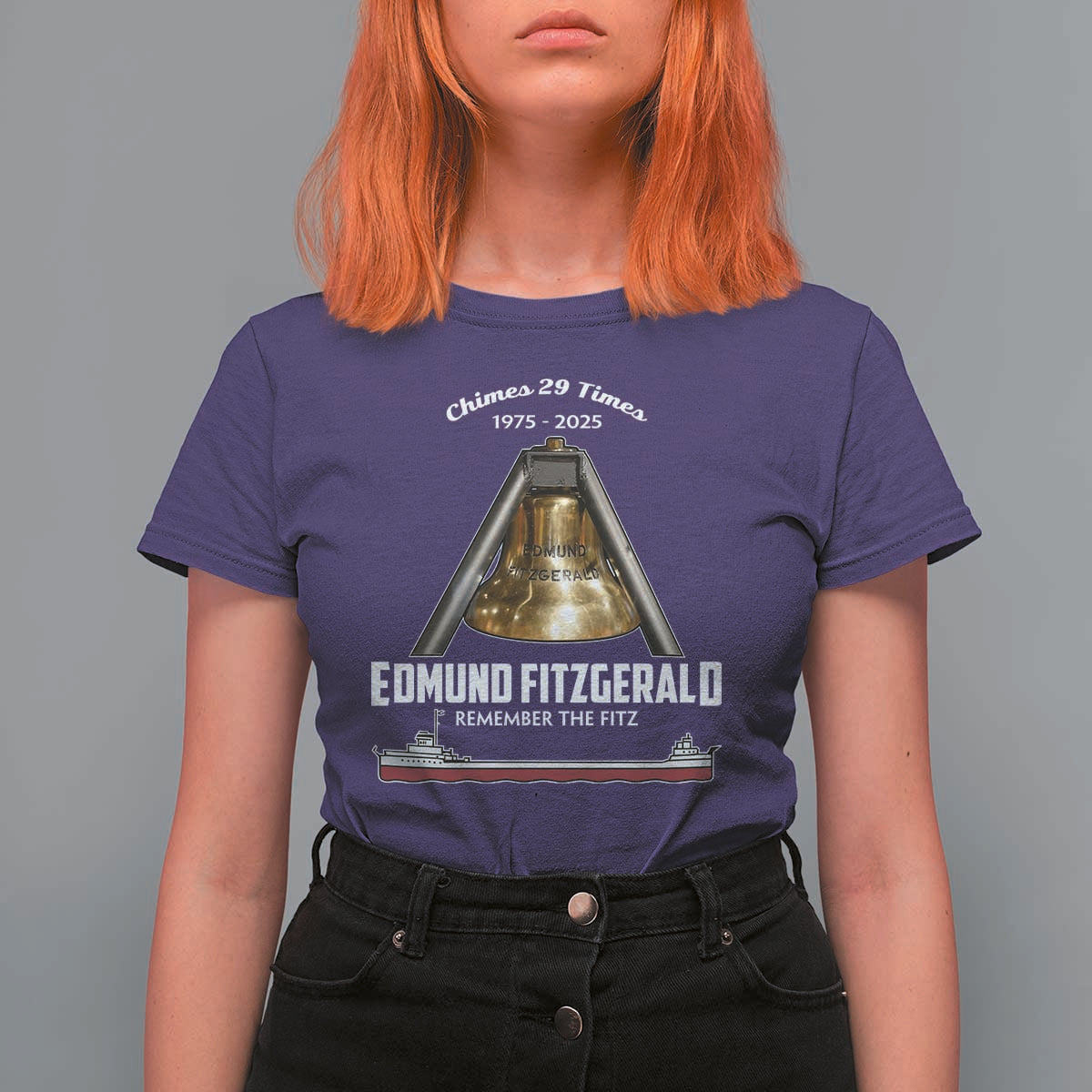Edmund Fitzgerald 50th Anniversary Tribute T Shirt For Women Chimes 29 Times 1975 2025 Memorial - Wonder Print Shop