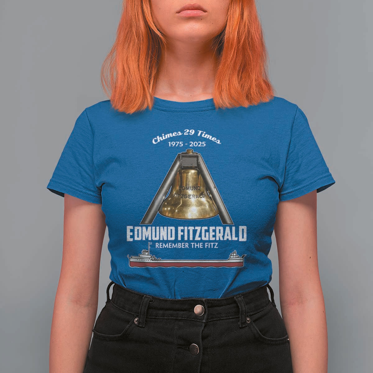 Edmund Fitzgerald 50th Anniversary Tribute T Shirt For Women Chimes 29 Times 1975 2025 Memorial - Wonder Print Shop