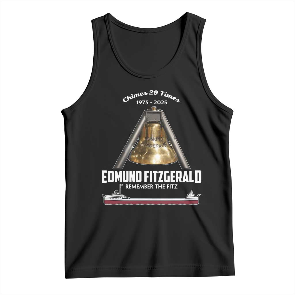 Edmund Fitzgerald 50th Anniversary Tribute Tank Top Chimes 29 Times 1975 2025 Memorial - Wonder Print Shop