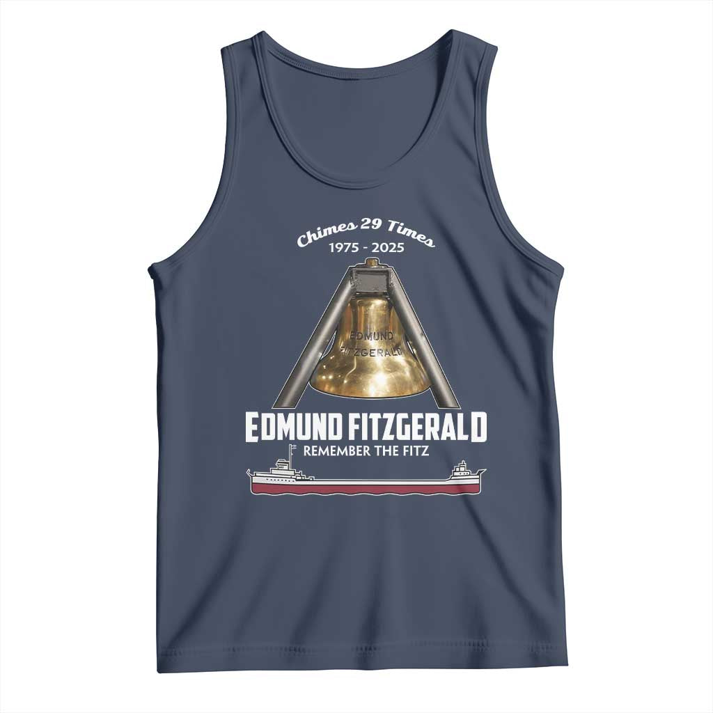 Edmund Fitzgerald 50th Anniversary Tribute Tank Top Chimes 29 Times 1975 2025 Memorial - Wonder Print Shop