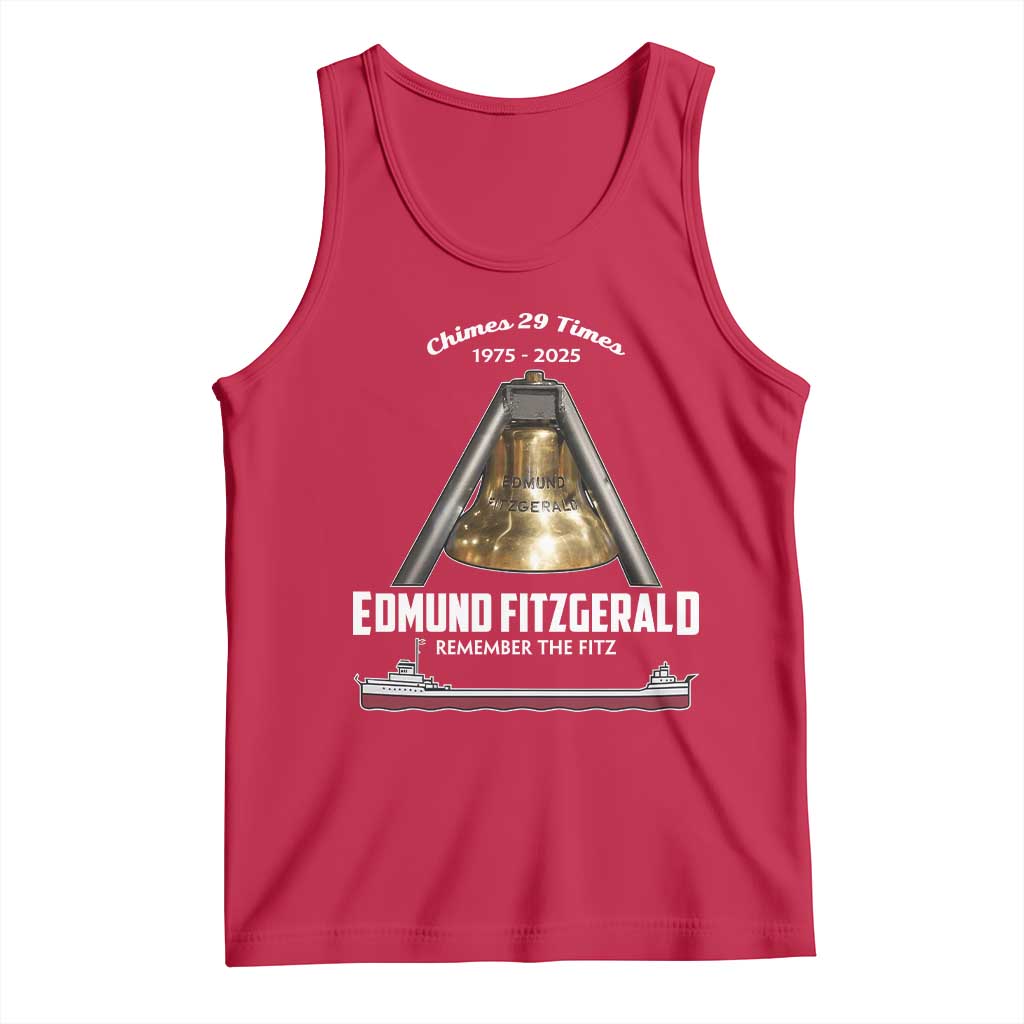 Edmund Fitzgerald 50th Anniversary Tribute Tank Top Chimes 29 Times 1975 2025 Memorial - Wonder Print Shop