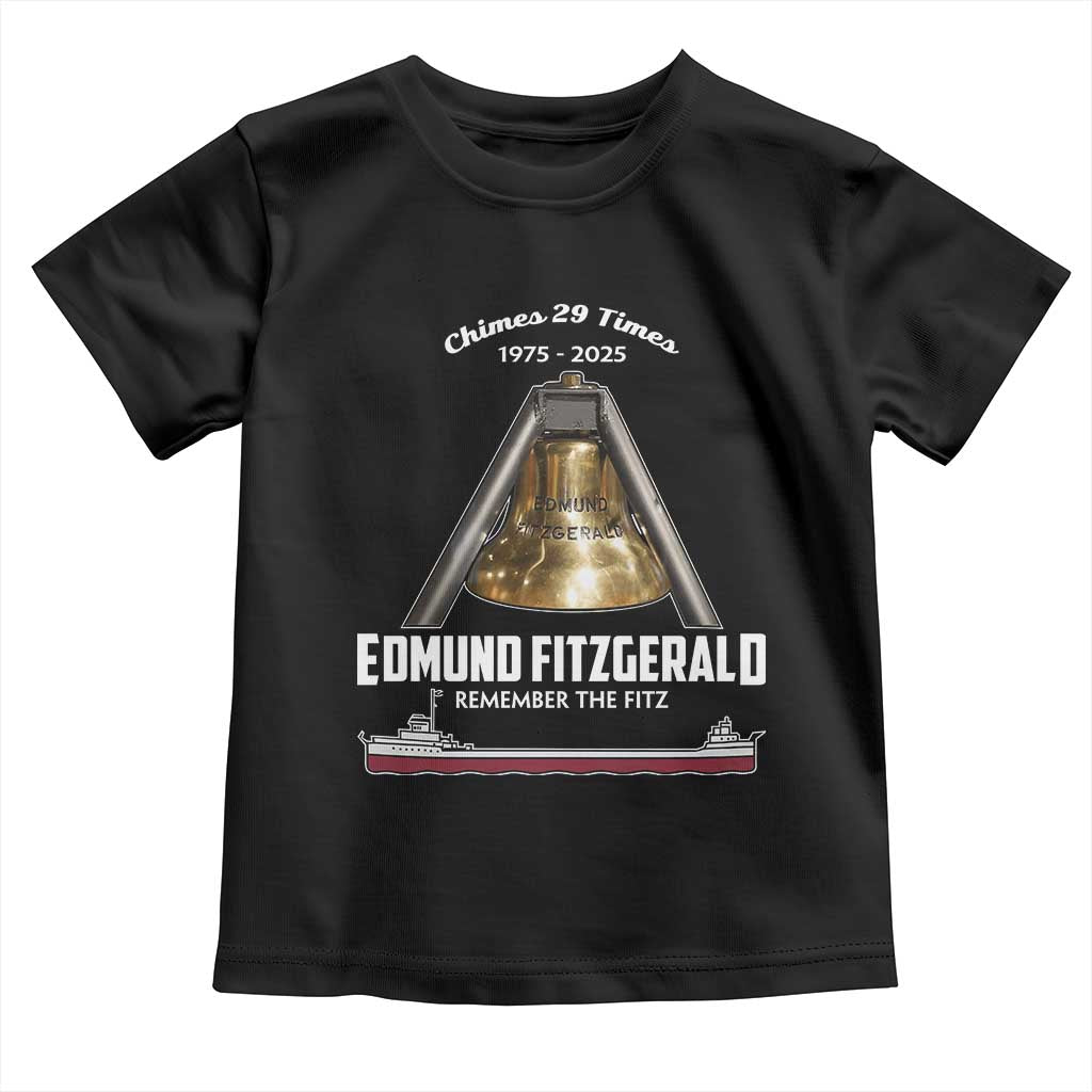 Edmund Fitzgerald 50th Anniversary Tribute Toddler T Shirt Chimes 29 Times 1975 2025 Memorial - Wonder Print Shop