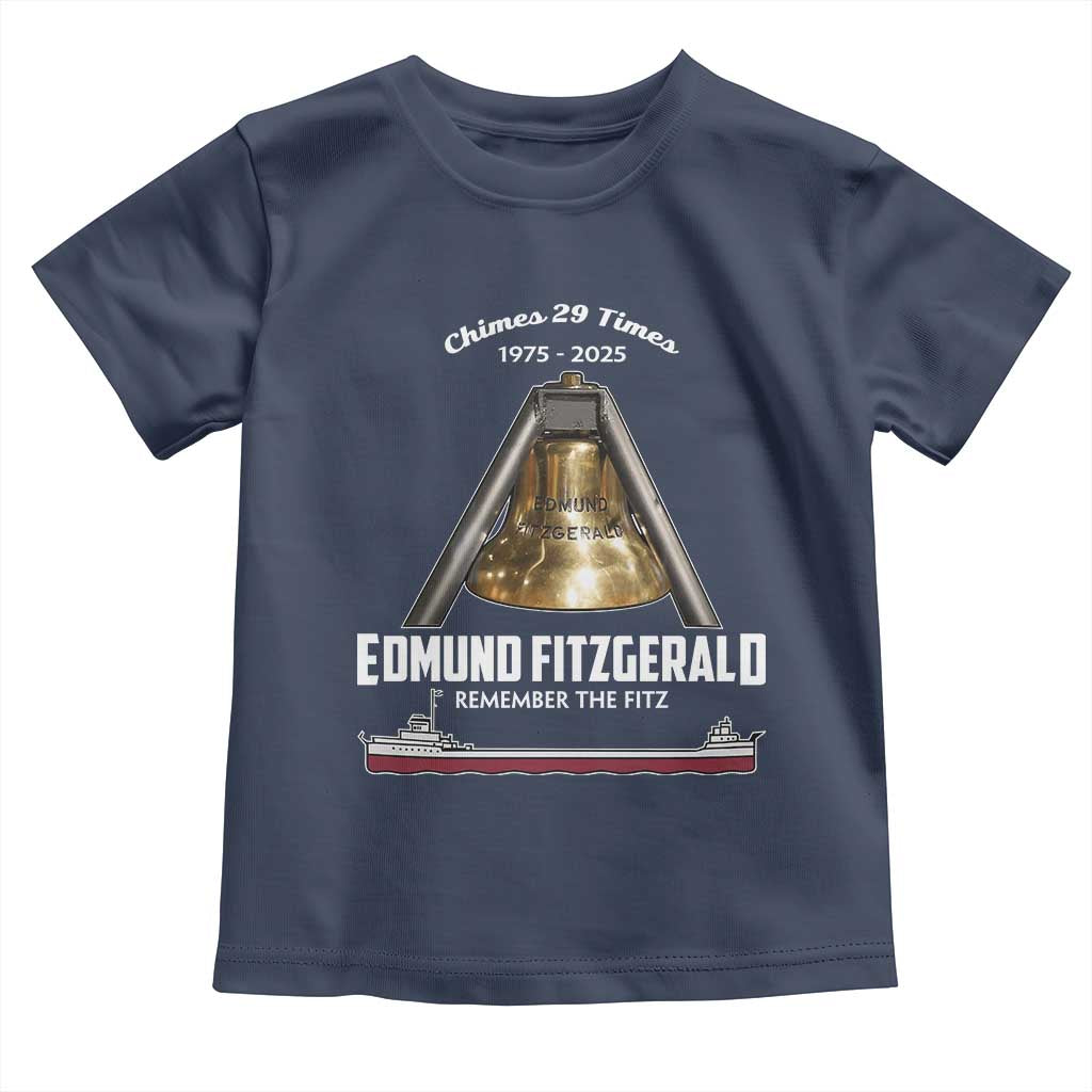 Edmund Fitzgerald 50th Anniversary Tribute Toddler T Shirt Chimes 29 Times 1975 2025 Memorial - Wonder Print Shop