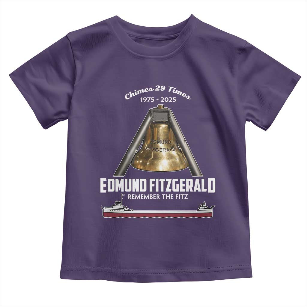 Edmund Fitzgerald 50th Anniversary Tribute Toddler T Shirt Chimes 29 Times 1975 2025 Memorial - Wonder Print Shop