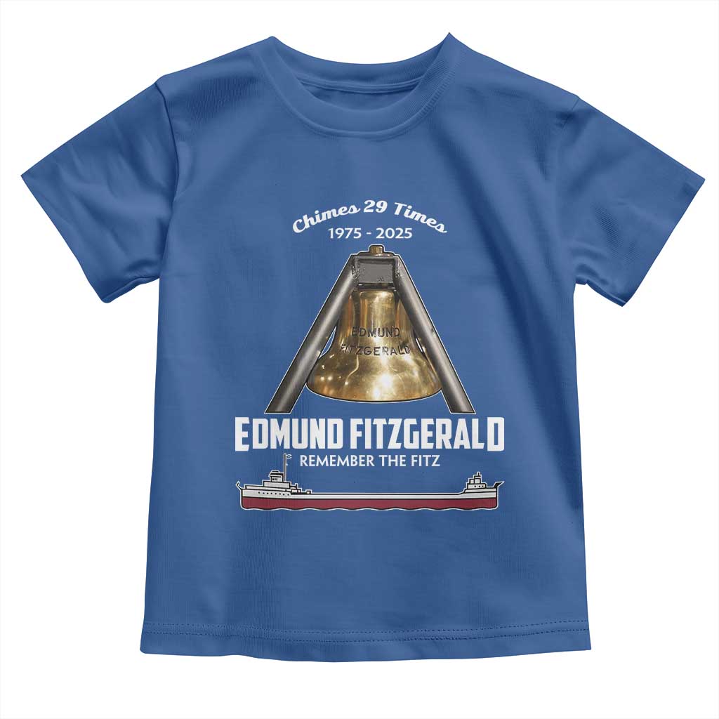Edmund Fitzgerald 50th Anniversary Tribute Toddler T Shirt Chimes 29 Times 1975 2025 Memorial - Wonder Print Shop