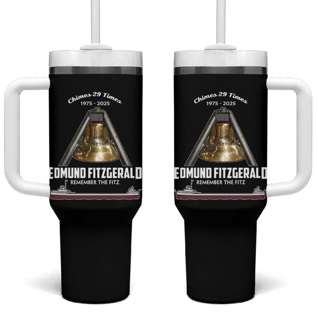 Edmund Fitzgerald 50th Anniversary Tribute Tumbler With Handle Chimes 29 Times 1975 2025 Memorial - Wonder Print Shop