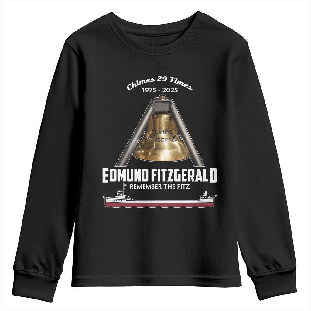 Edmund Fitzgerald 50th Anniversary Tribute Youth Sweatshirt Chimes 29 Times 1975 2025 Memorial - Wonder Print Shop