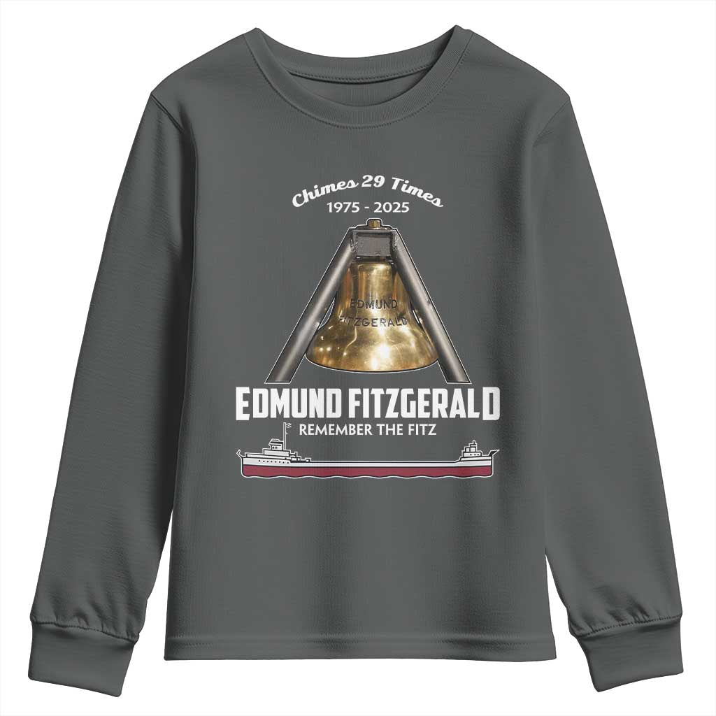 Edmund Fitzgerald 50th Anniversary Tribute Youth Sweatshirt Chimes 29 Times 1975 2025 Memorial - Wonder Print Shop