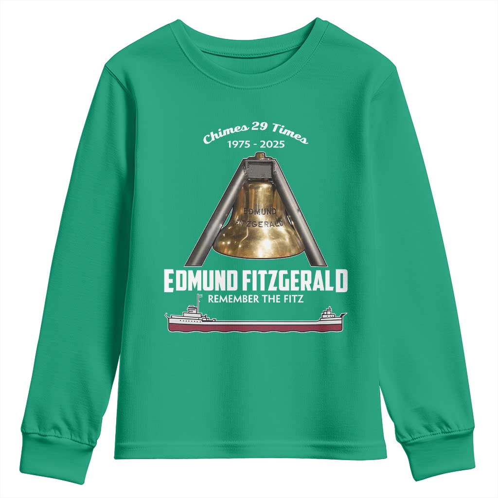 Edmund Fitzgerald 50th Anniversary Tribute Youth Sweatshirt Chimes 29 Times 1975 2025 Memorial - Wonder Print Shop