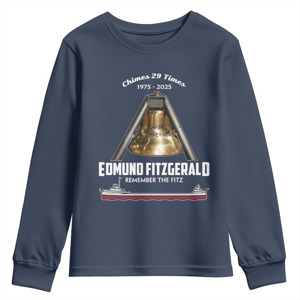 Edmund Fitzgerald 50th Anniversary Tribute Youth Sweatshirt Chimes 29 Times 1975 2025 Memorial - Wonder Print Shop