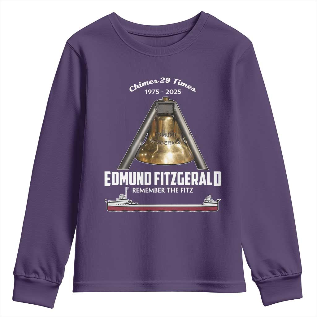 Edmund Fitzgerald 50th Anniversary Tribute Youth Sweatshirt Chimes 29 Times 1975 2025 Memorial - Wonder Print Shop