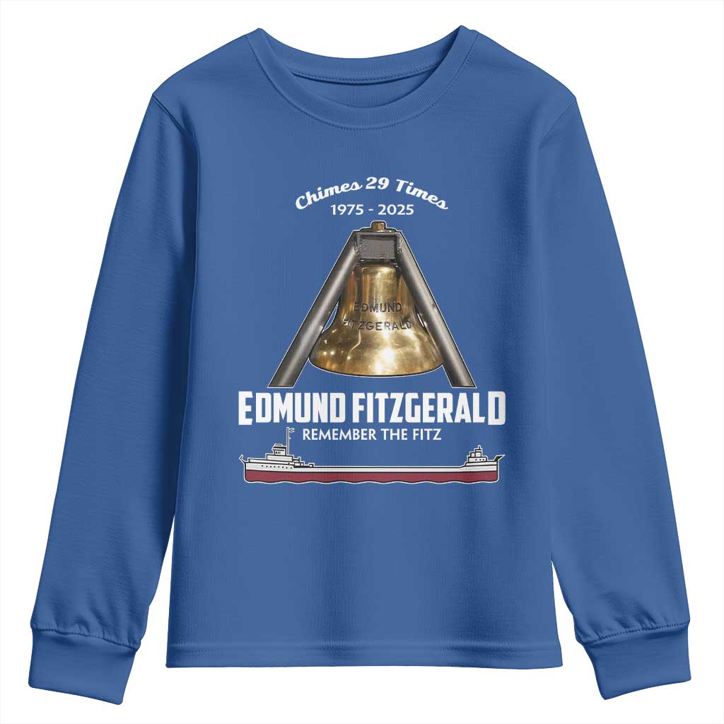Edmund Fitzgerald 50th Anniversary Tribute Youth Sweatshirt Chimes 29 Times 1975 2025 Memorial - Wonder Print Shop