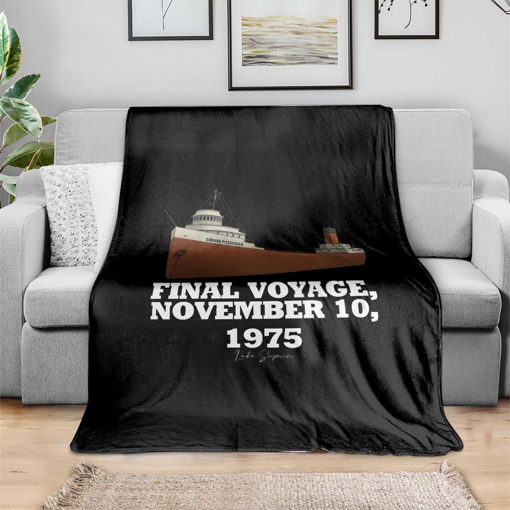 SS Edmund Fitzgerald Final Voyage Tribute Throw Blanket November 10 1975 Lake Superior Memorial - Wonder Print Shop