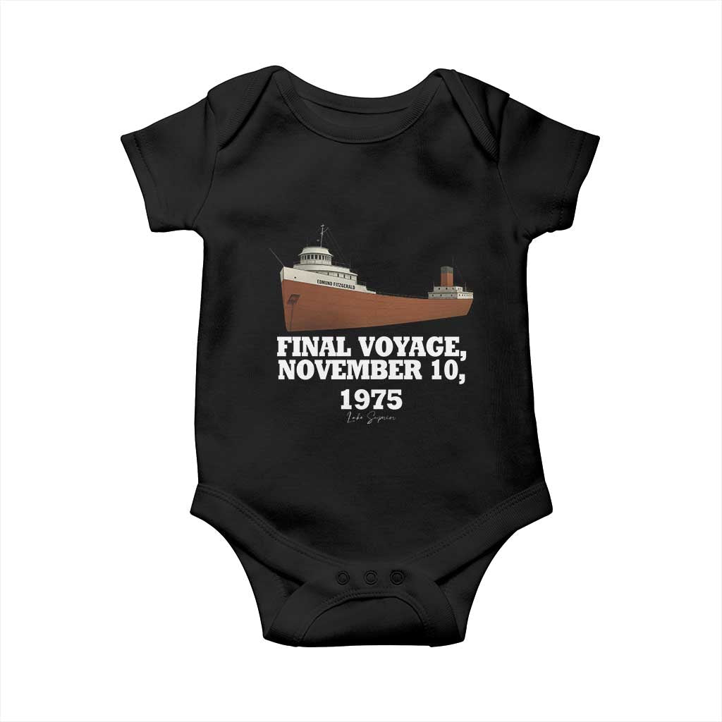 SS Edmund Fitzgerald Final Voyage Tribute Baby Onesie November 10 1975 Lake Superior Memorial - Wonder Print Shop