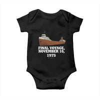 SS Edmund Fitzgerald Final Voyage Tribute Baby Onesie November 10 1975 Lake Superior Memorial - Wonder Print Shop